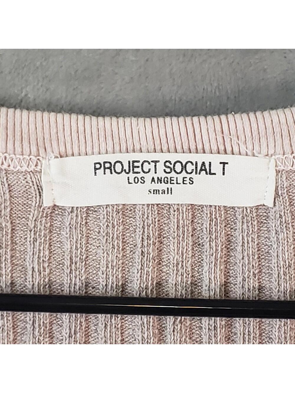 Project Social T Ribbed Knit Sleeveless Tank Top Light Pink Round Neck Size S - Picture 3 of 5